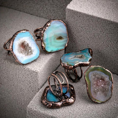 Green Agate Vintage Ring Adjustable Third Eye Chakra
