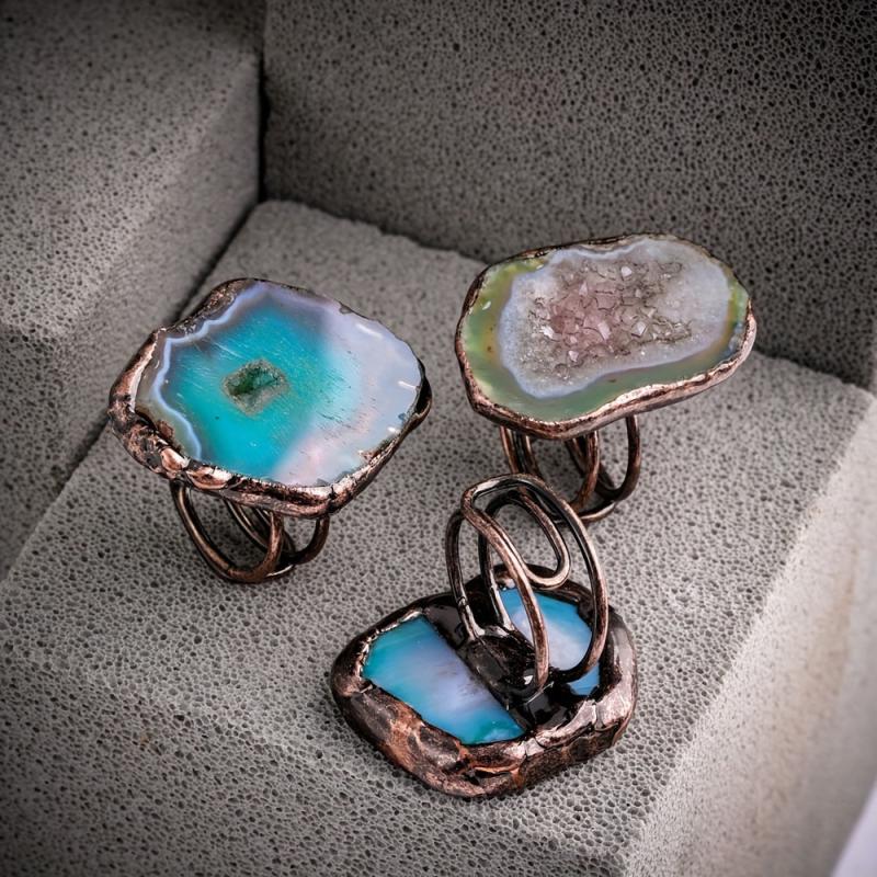 Green Agate Vintage Ring Adjustable Third Eye Chakra