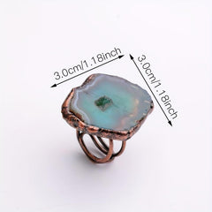 Green Agate Vintage Ring Adjustable Third Eye Chakra