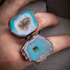Green Agate Vintage Ring Adjustable Third Eye Chakra