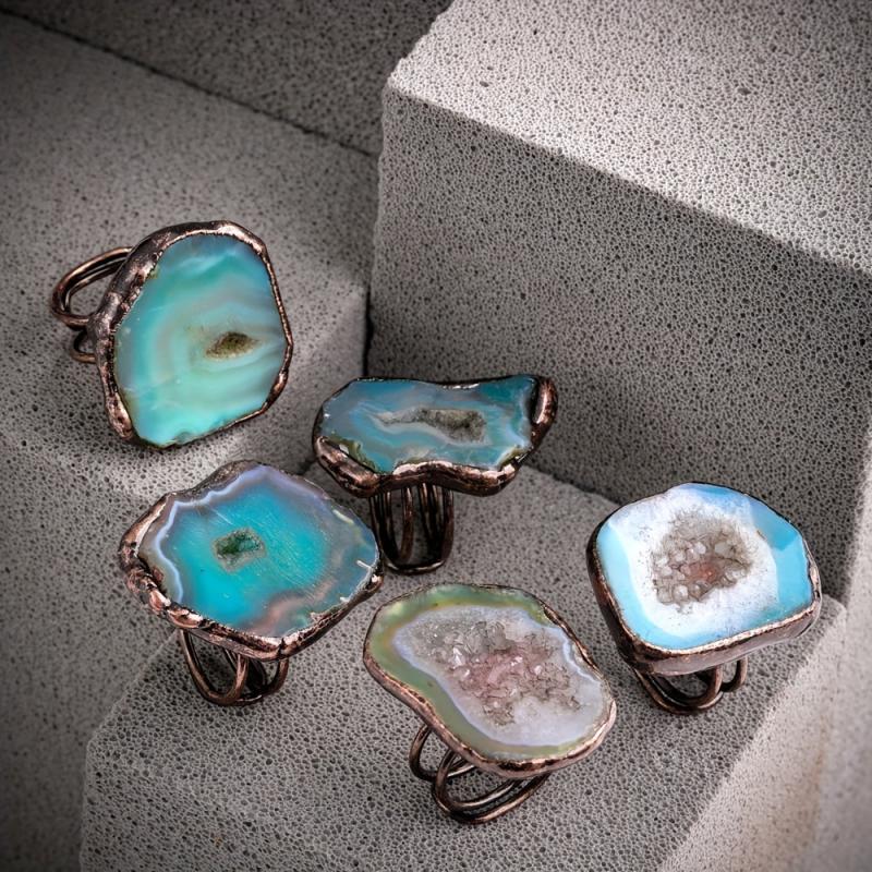 Green Agate Vintage Ring Adjustable Third Eye Chakra