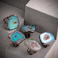 Green Agate Vintage Ring Adjustable Third Eye Chakra