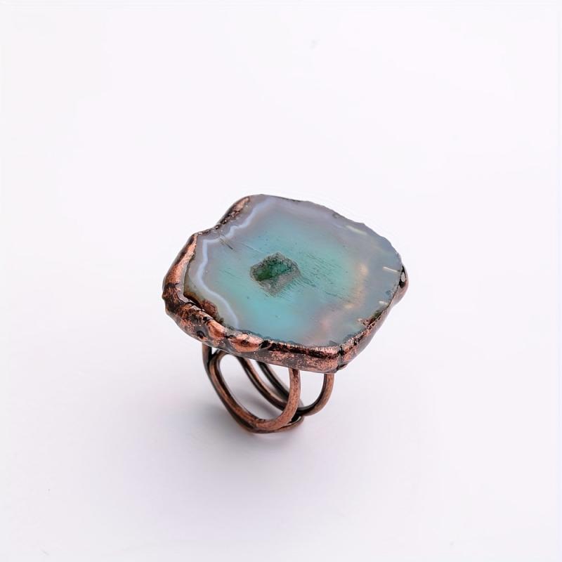 Green Agate Vintage Ring Adjustable Third Eye Chakra
