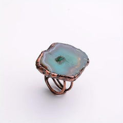 Green Agate Vintage Ring Adjustable Third Eye Chakra