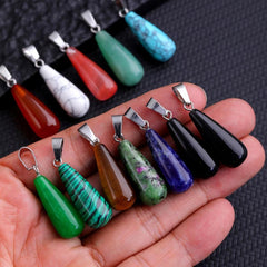 10PCS Natural Stone Teardrop Pendant Crystal Reiki Chakra Meditation DIY Jewelry
