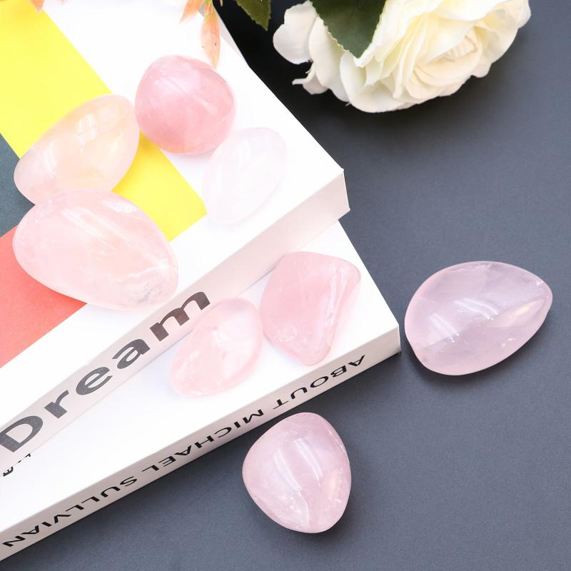 Natural Rose Quartz Stone Crystal Stepping Foot Massage Garden Stone