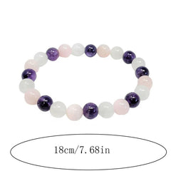 Crystal Bracelet Amethyst Clear Quartz Rose Quartz Combo Round Crystals Stretch
