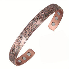 Vintage Flower Adjustable Copper Magnetic Bracelet for Women