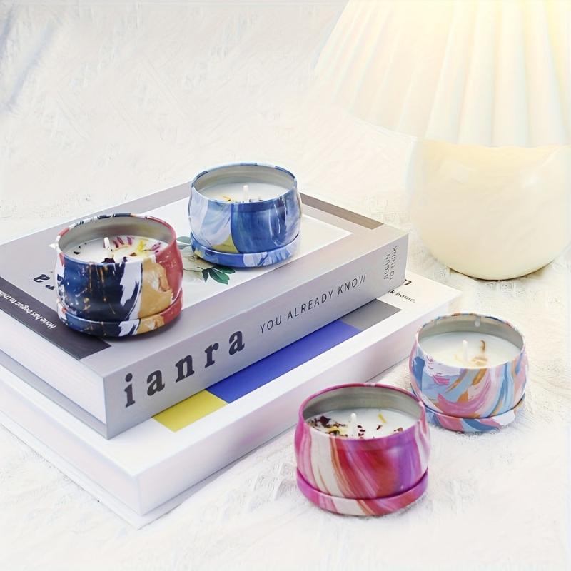 Dried Flower Scented Candles Iron Can Sleep Aid Aromatherapy Home Fragrance