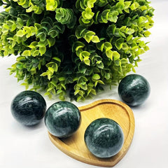 Natural Green Serpentine Jade Sphere 4.06 cm