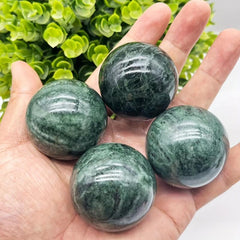 Natural Green Serpentine Jade Sphere 4.06 cm