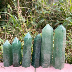 Green Strawberry Quartz Crystal Point Energy Tower Witchy Decor