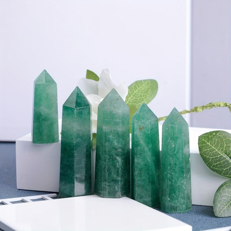 Green Strawberry Quartz Crystal Point Energy Tower Witchy Decor