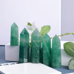 Green Strawberry Quartz Crystal Point Energy Tower Witchy Decor