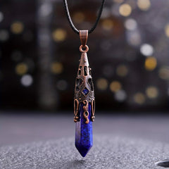 Bronze Natural Stone Healing Crystal Pendant Necklace