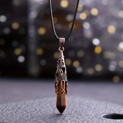 Bronze Natural Stone Healing Crystal Pendant Necklace