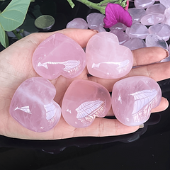 Natural Pink Heart Crystal in Hexagonal Log - Special Gift for Loved Ones
