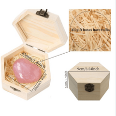 Natural Pink Heart Crystal in Hexagonal Log - Special Gift for Loved Ones