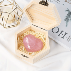 Natural Pink Heart Crystal in Hexagonal Log - Special Gift for Loved Ones