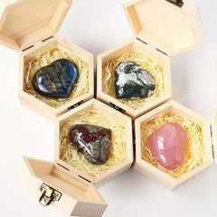 Natural Pink Heart Crystal in Hexagonal Log - Special Gift for Loved Ones