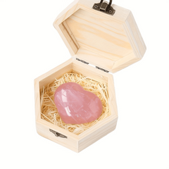 Natural Pink Heart Crystal in Hexagonal Log - Special Gift for Loved Ones