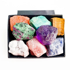 8pcs Natural Large Size Crystals Gemstone Box Chakra Stones Reiki Crystal