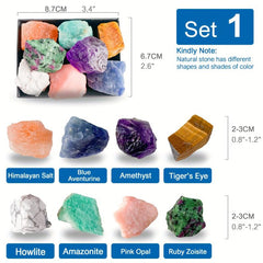 8pcs Natural Large Size Crystals Gemstone Box Chakra Stones Reiki Crystal
