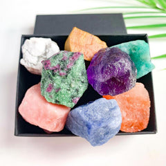 8pcs Natural Large Size Crystals Gemstone Box Chakra Stones Reiki Crystal
