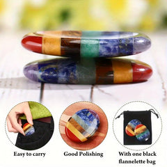 3pcs 7 Chakra Thumb Worry Stone Crystals Oval Pocket Palm Stone