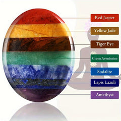 3pcs 7 Chakra Thumb Worry Stone Crystals Oval Pocket Palm Stone