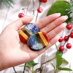 3pcs 7 Chakra Thumb Worry Stone Crystals Oval Pocket Palm Stone