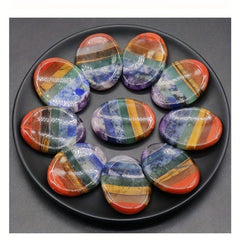 3pcs 7 Chakra Thumb Worry Stone Crystals Oval Pocket Palm Stone
