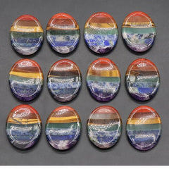 3pcs 7 Chakra Thumb Worry Stone Crystals Oval Pocket Palm Stone