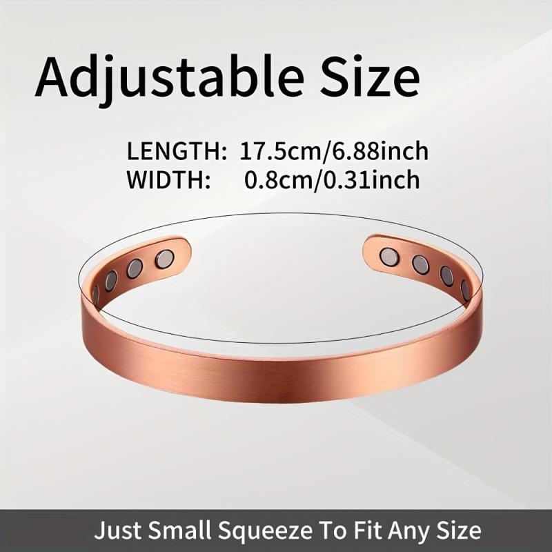 Copper Magnetic Bracelet Smooth Copper Cuff Bracelet Women's And Men's Gift