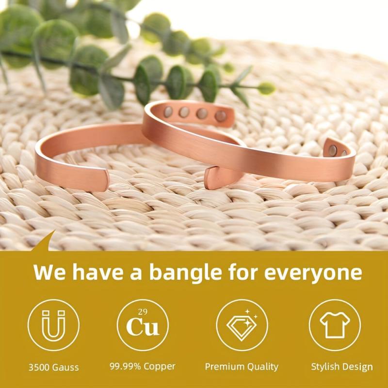Copper Magnetic Bracelet Smooth Copper Cuff Bracelet Women's And Men's Gift