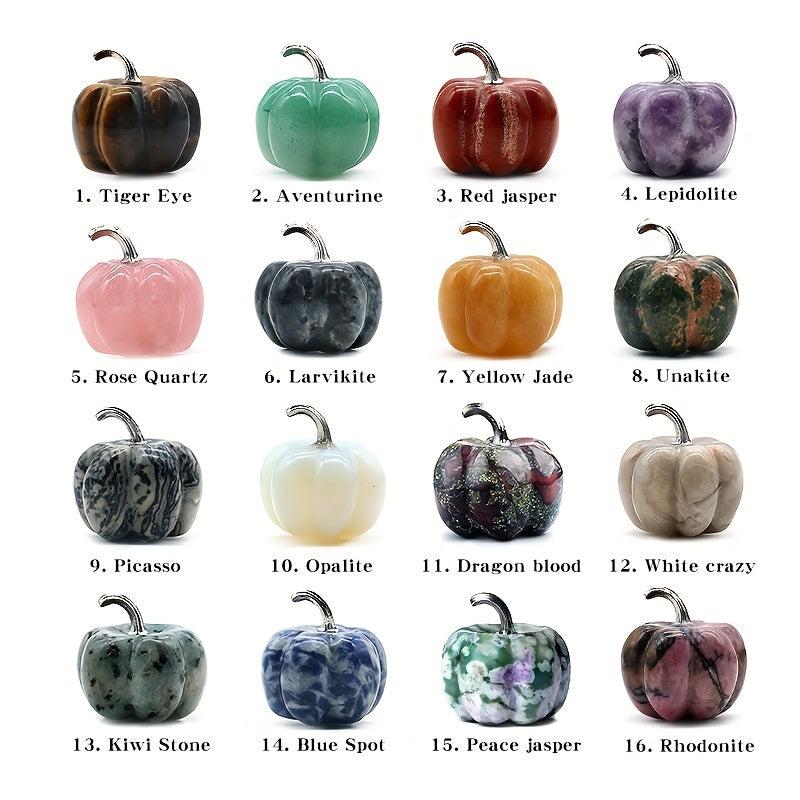 1pc Pumpkin Natural Crystal Stone Halloween Thanksgiving Table Decoration