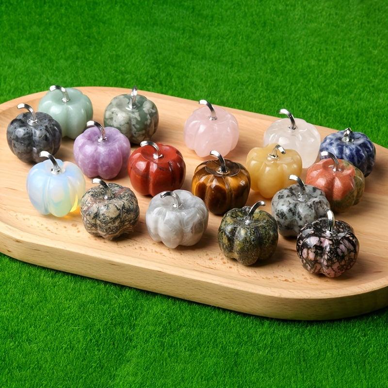 1pc Pumpkin Natural Crystal Stone Halloween Thanksgiving Table Decoration