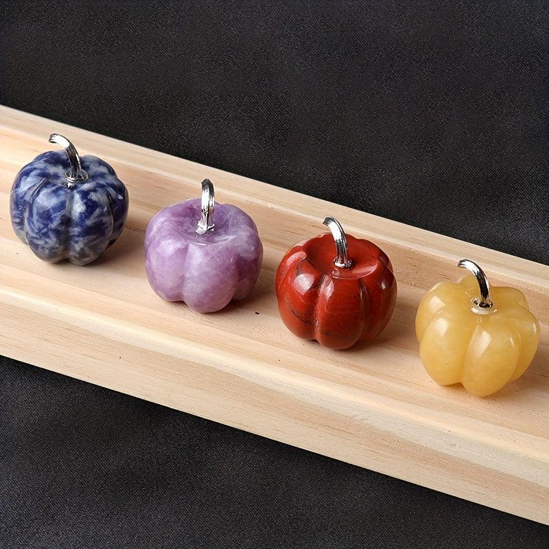 1pc Pumpkin Natural Crystal Stone Halloween Thanksgiving Table Decoration