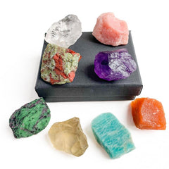 8pcs Natural Large Crystals Gemstone Collection Box Chakra Stones Reiki Crystal