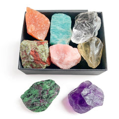 8pcs Natural Large Crystals Gemstone Collection Box Chakra Stones Reiki Crystal