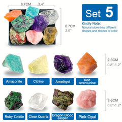 8pcs Natural Large Crystals Gemstone Collection Box Chakra Stones Reiki Crystal