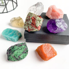 8pcs Natural Large Crystals Gemstone Collection Box Chakra Stones Reiki Crystal