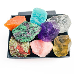 8pcs Natural Large Crystals Gemstone Collection Box Chakra Stones Reiki Crystal