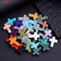 15PCS Natural Stone Crystal Reiki Yoga DIY Pendant Jewelry Accessories