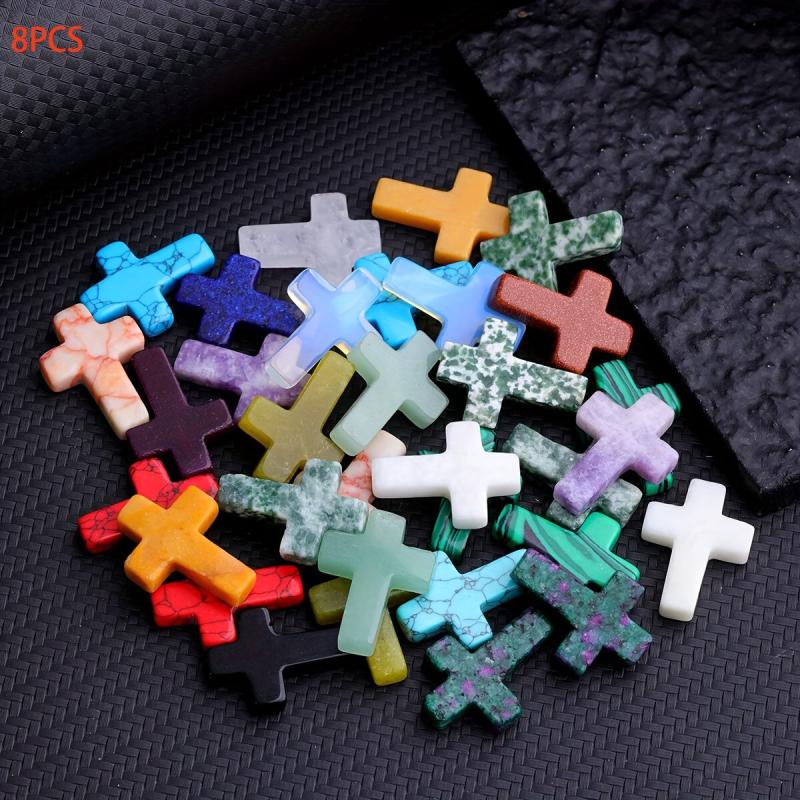 15PCS Natural Stone Crystal Reiki Yoga DIY Pendant Jewelry Accessories