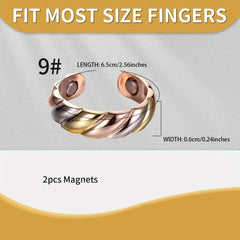 2Pcs Copper Magnetic Rings For Men Women 3500 Gauss