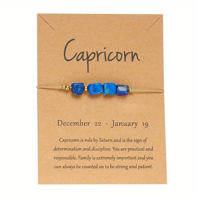 12 Constellation Stone Bracelet - Adjustable Braided