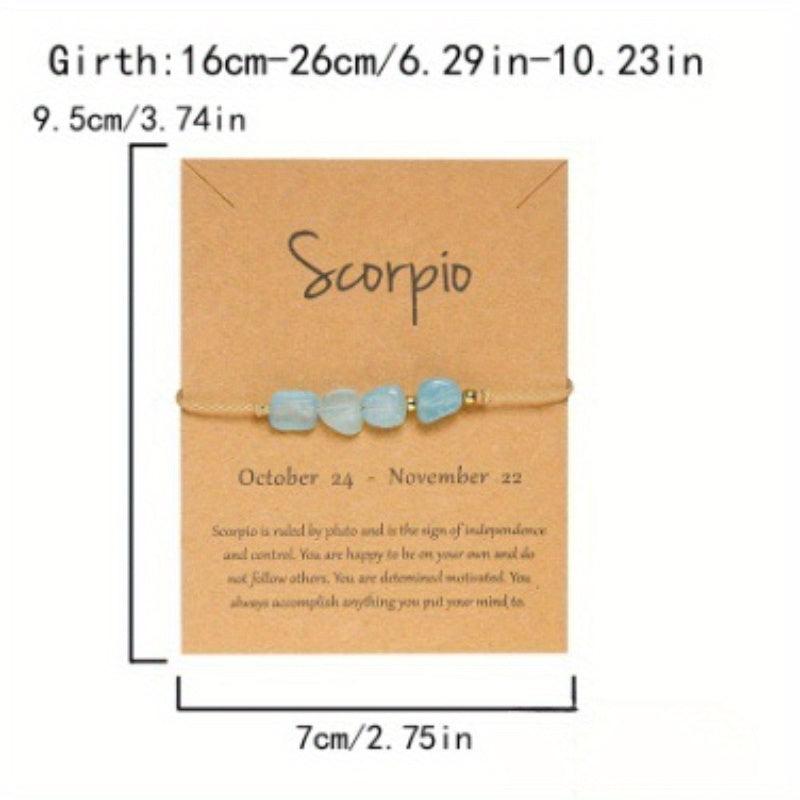 12 Constellation Stone Bracelet - Adjustable Braided