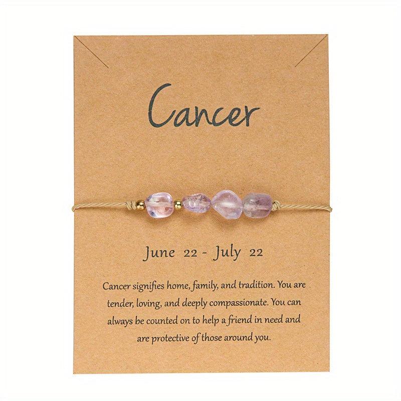 12 Constellation Stone Bracelet - Adjustable Braided