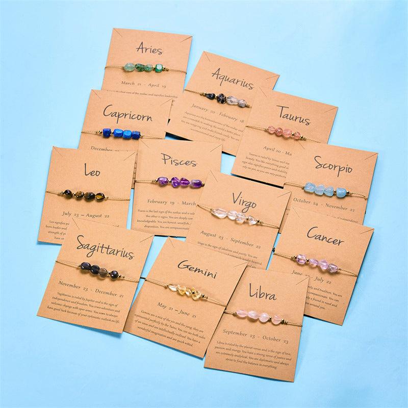 12 Constellation Stone Bracelet - Adjustable Braided